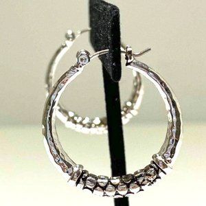 Napier Vintage Silver Tone Beyonce Rihanna Inspired Big Hoop Earrings